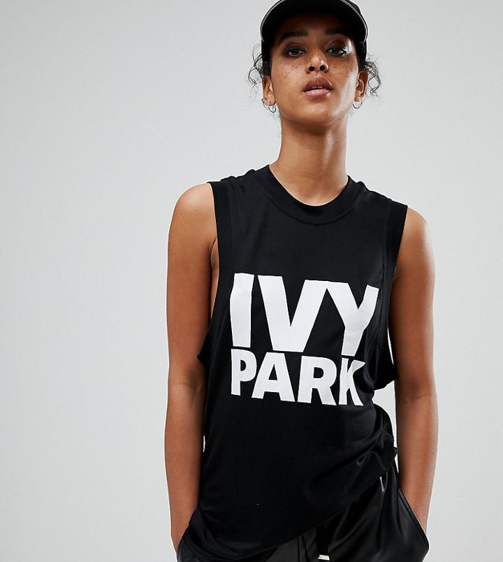 Ivy Park Logo Muscle Tank In Black - Black