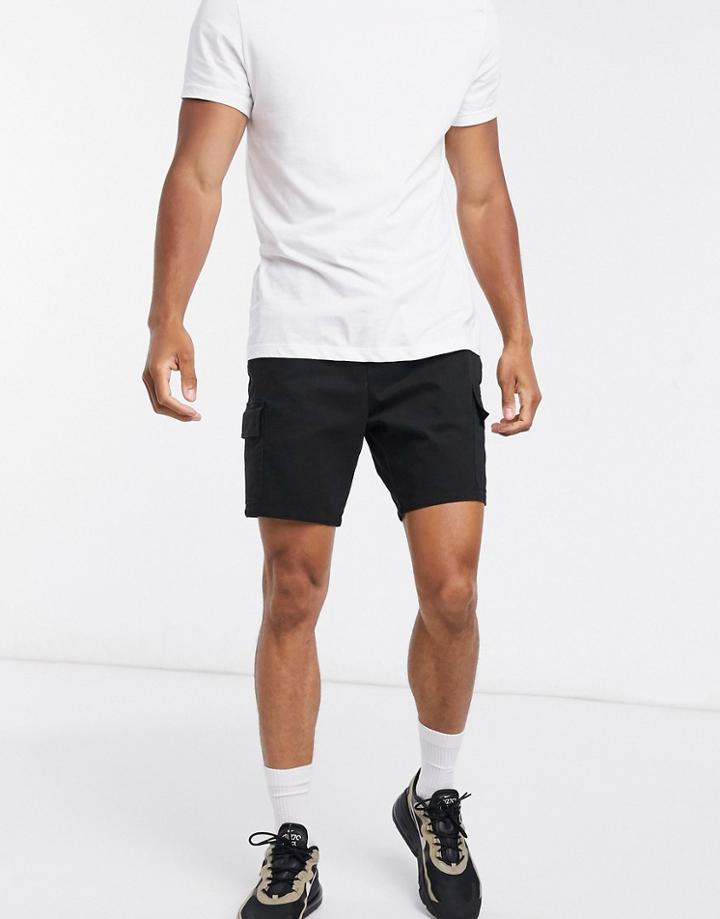Asos Design Cargo Shorts In Black