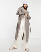 & Other Stories Tie Waist Midi Coat In Mole-grey