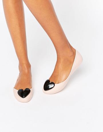 Zaxy Heart Trim Ballerina - Stone