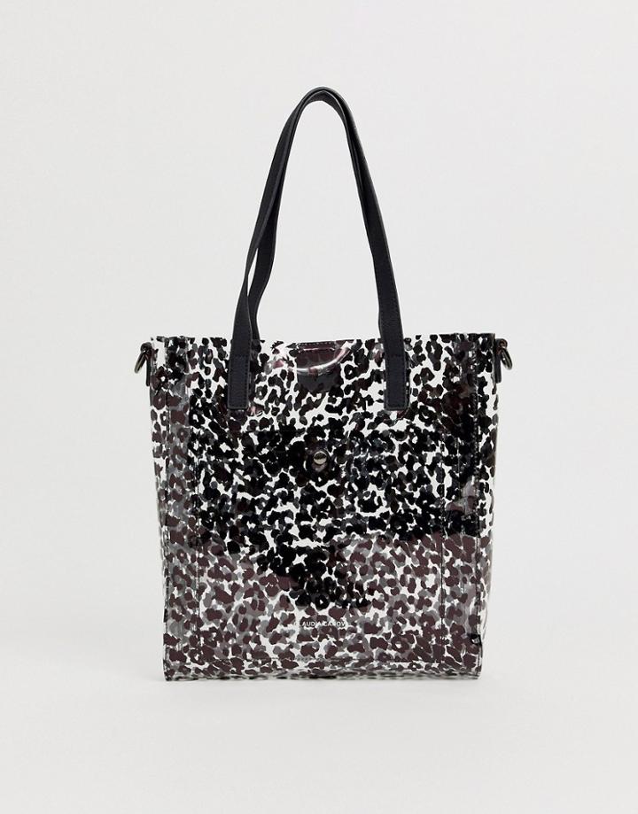 Claudia Canova Transparent Leopard Tote - Black