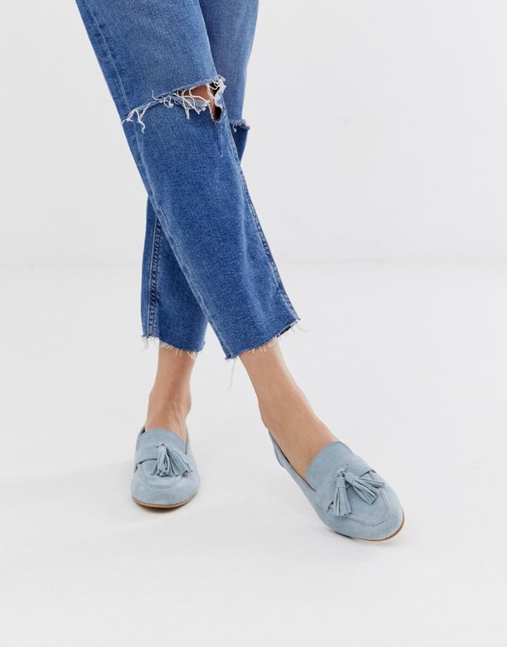 Asos Design Message Suede Tassel Loafers - Blue