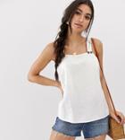 Asos Design Petite Sleeveless Sun Top With Button Detail - White
