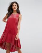 Vero Moda Dip Hem Textured Smock Dress - Red