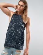 Asos Sleeveless T-shirt With Racer Back In Bleach Wash - Black