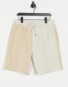 Bershka Splice Shorts In Stone-neutral