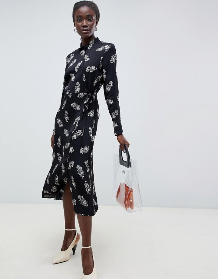 In Wear Elena Floral Print Wrap Dress - Black