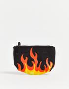 Asos Design Coin Purse With Flame Print In Black
