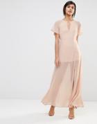 Vero Moda Flutter Sleeve Maxi Dress - Rose Dust