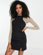 Asos Design Denim Racer Back Dress In Black