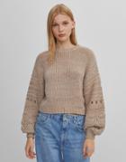 Bershka Sleeve Detail Sweater In Beige-neutral