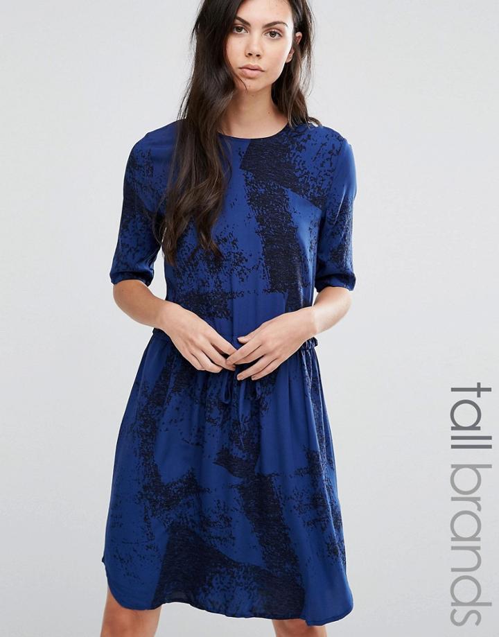Y.a.s Tall Elisa Dress In Marble Print - Blue