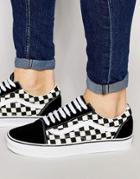 Vans Old Skool Canvas Checkerboard Sneakers In Black V3z6ib9