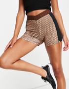 River Island Active Monogram Legging Short Set In Brown