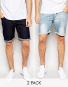 Asos 2 Pack Slim Denim Shorts Save 23%