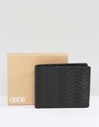 Asos Leather Wallet In Black With Emboss - Black