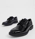 New Look Wide Fit Patent Chunky Brogue In Black - Black