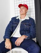 Levi's Vintage Relaxed Fit Sherpa Lined Denim Trucker Jacket In Dark Wash Blue-blues