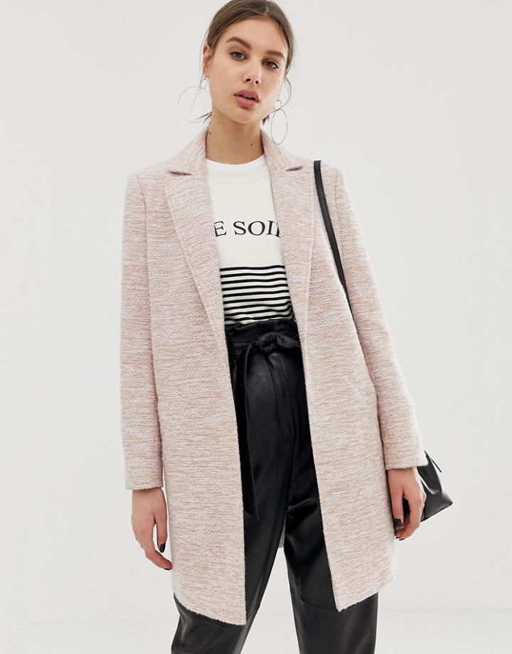 Asos Design Textured Slim Coat - Pink
