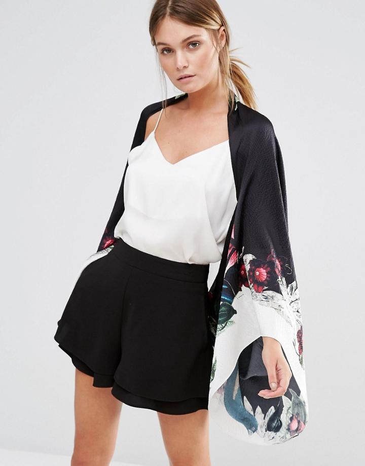 Ted Baker Brena Placement Print Cape Scarf - Black