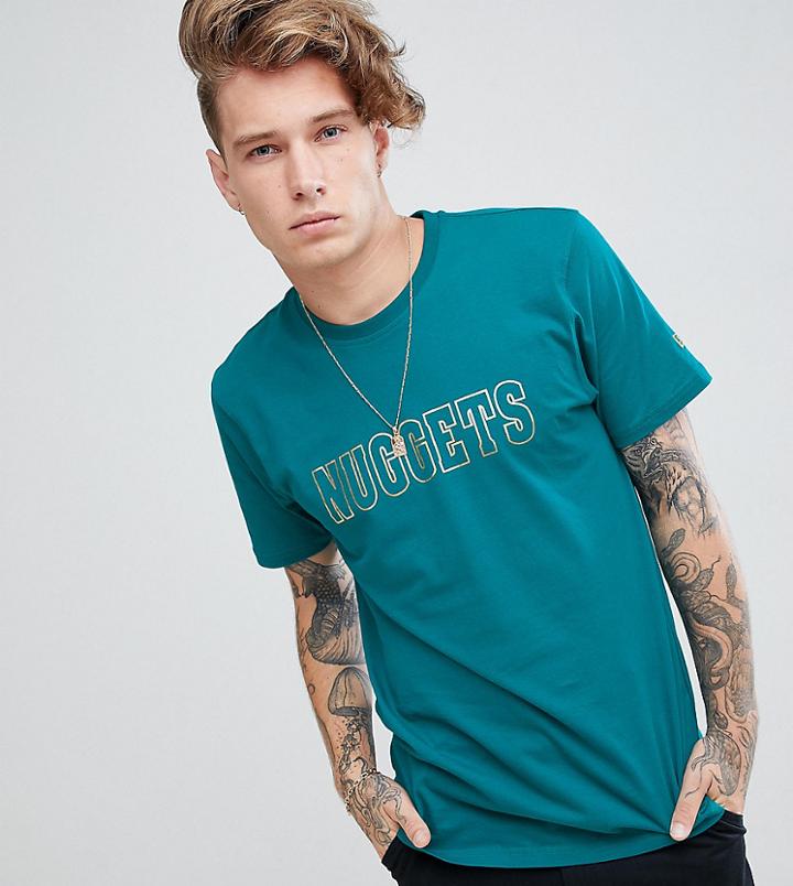 New Era Denver Nuggets T-shirt With Chest Logo In Green Exclusive To Asos - Green