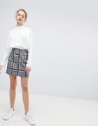 Daisy Street Mini Skirt In Check - Black