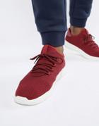 New Look Knitted Detail Sneakers In Burgundy - Red