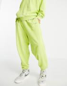 Asos Design Oversized Sweatpants In Green Acid Wash With Text Print - Part Of A Set