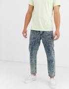 Asos Design Classic Rigid Jeans In Acid Wash Green Overdye-blue