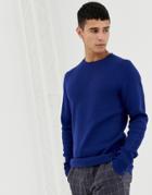 Jack & Jones Premium Knitted Sweater With Straight Edge Hem - Blue