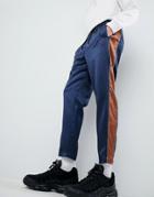Mennace Joggers In Navy Sateen - Navy