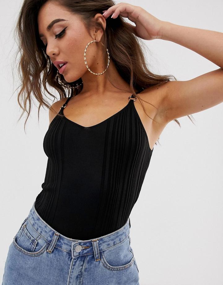 River Island Tank With Metal Strap Detail In Black