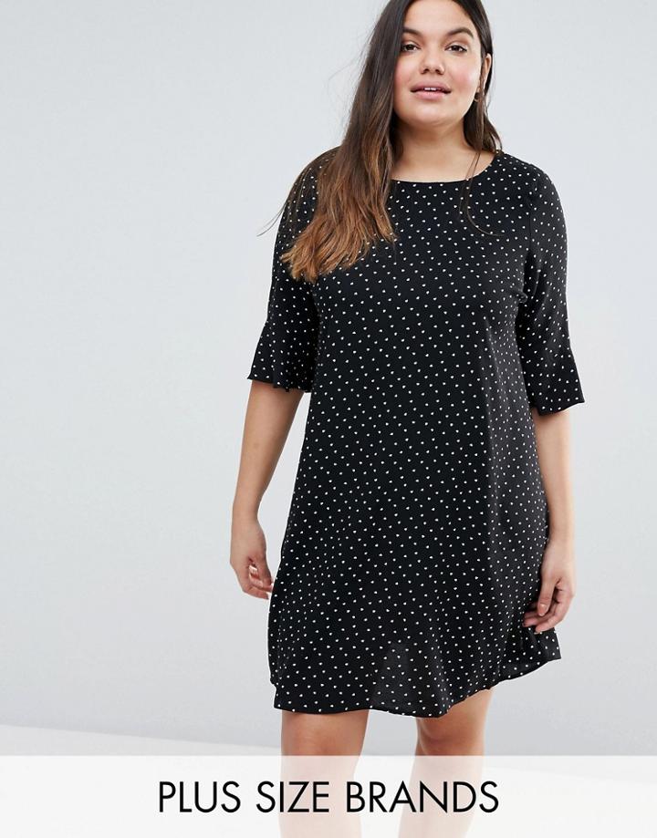 New Look Plus Heart Print Tunic Dress - Black