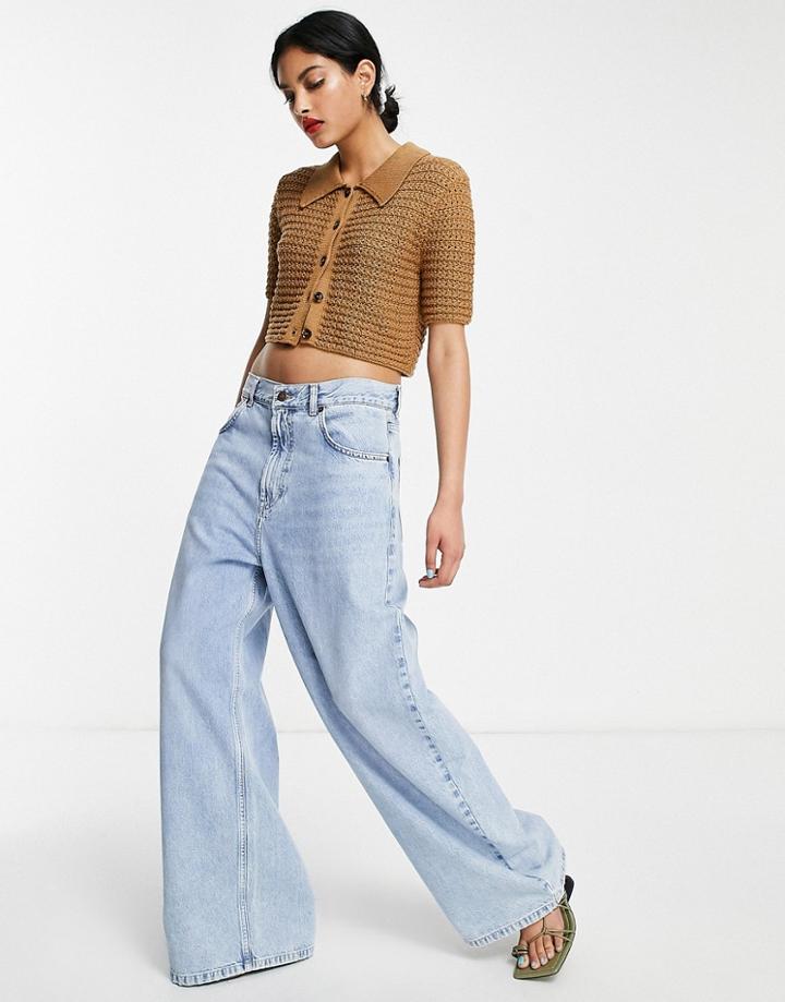 Topshop Low Slung Boyfriend Jean In Bleach-blue