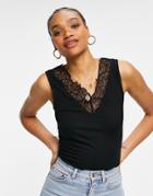 Y.a.s Tank With Lace Detailing In Black