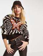 Stradivarius Pattern Sweater With Butterfly Graphic-multi
