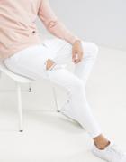 Gym King Muscle Fit Jeans In White With Distressing - White