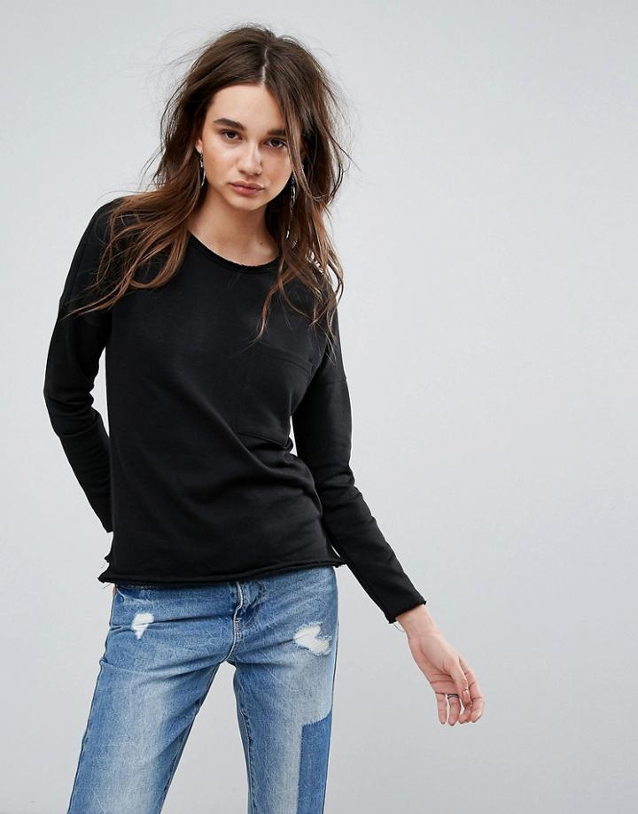Noisy May Christian Crew Neck Long Sleeved Top - Black