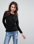 Noisy May Christian Crew Neck Long Sleeved Top - Black