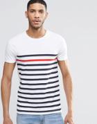 Asos Muscle Stripe T-shirt With Highlight Stripe - White
