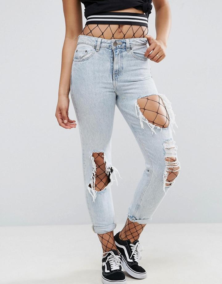 Asos Stripe Waist Band Oversized Fishnet Tights - Black