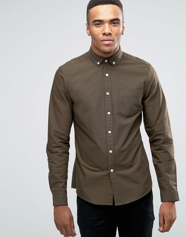 Asos Rigid Oxford In Forest Green - Green