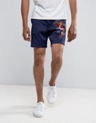 Asos Slim Shorts With Embroidery In Navy - Navy