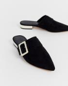 Asos Design Mascot Bamboo Buckle Pointed Mules - Black