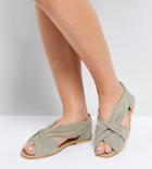 Asos Janel Wide Fit Suede Summer Shoes-gray