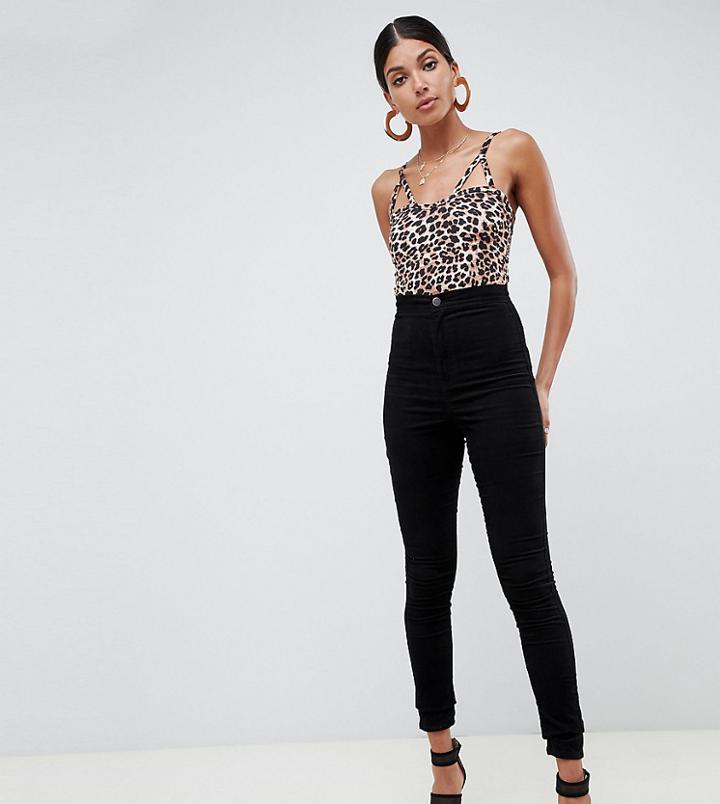Asos Design Tall Rivington High Waisted Cord Jegging In Black