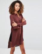 Vero Moda Shirt Dress With Slits And Closed Back - Brown