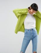 Asos Chunky Cardigan In Oversize And Cable - Green