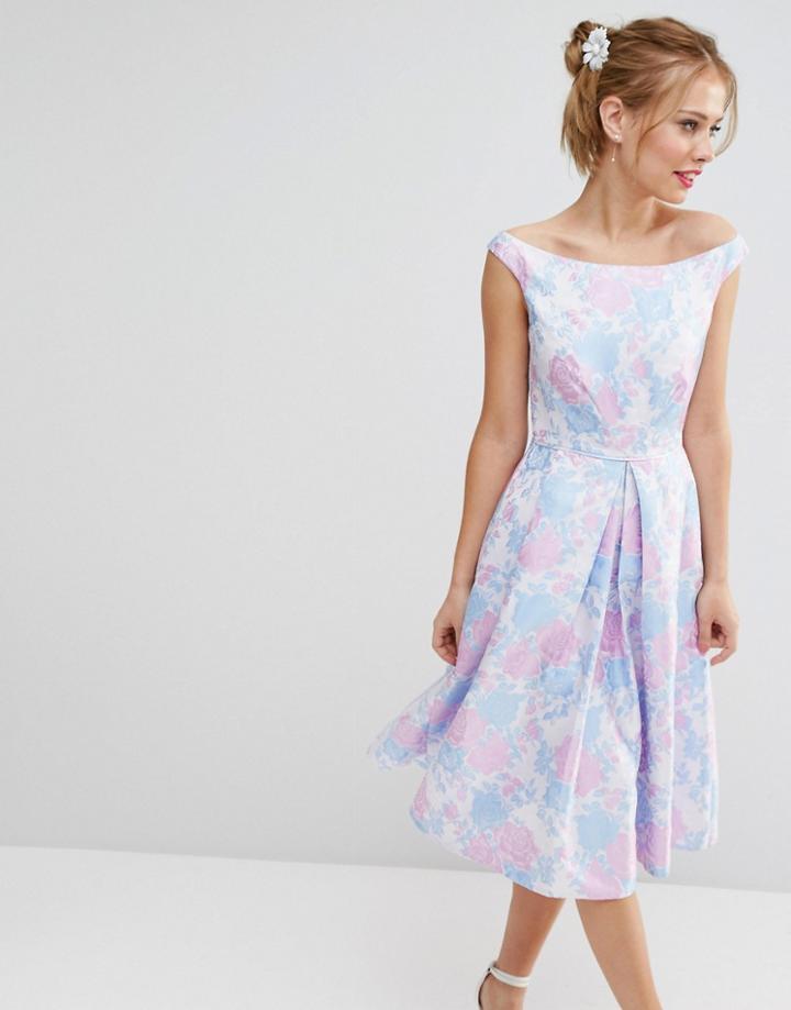 Asos Salon Beautiful Jacquard Prom Midi Dress
