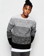 Asos Cable Sweater With Ombre Pattern - Black